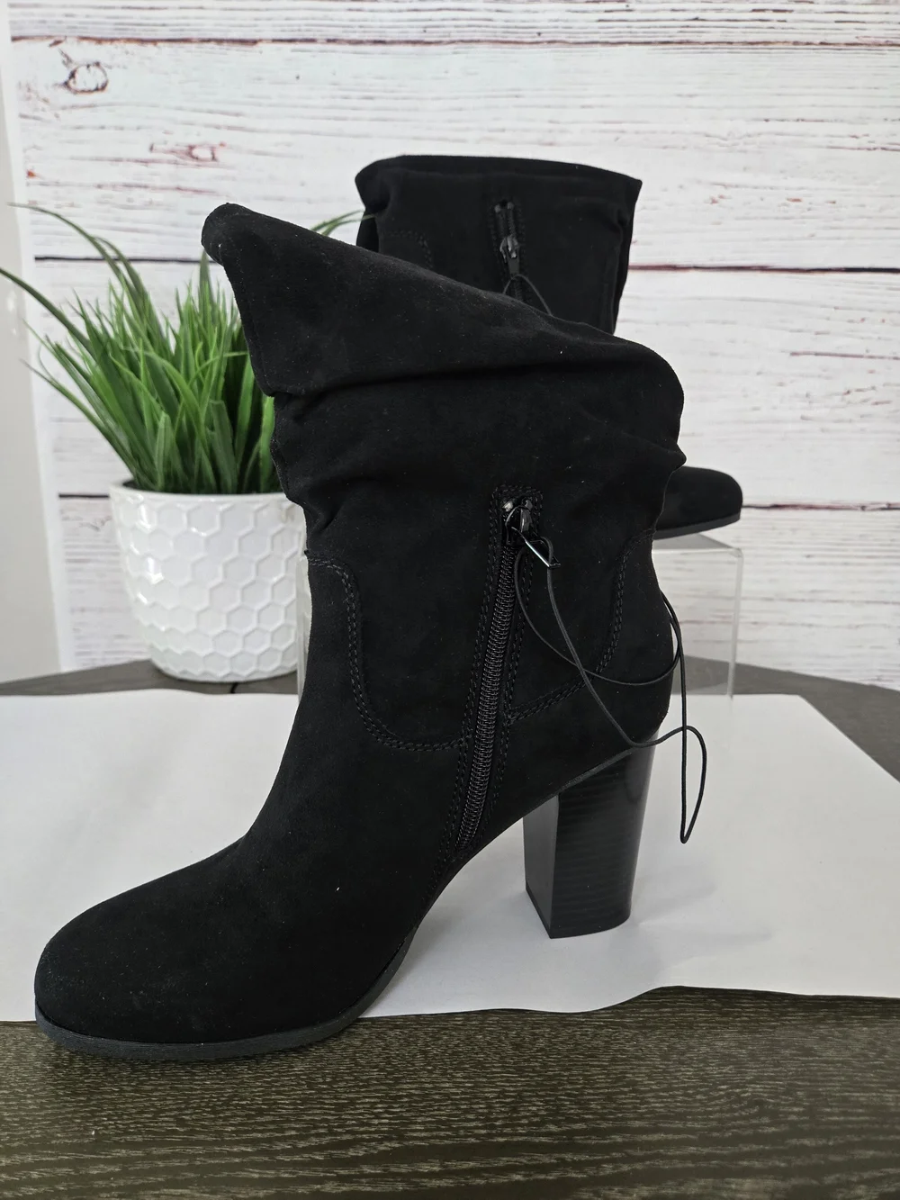 Style & Co Saraa Black Slouch Mid Shaft Boots Size 9 New Without Box